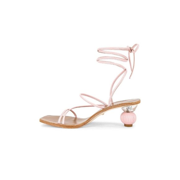 RayBelle Pebbled Leather Day Flats with Bow - Blush Pink main image 1